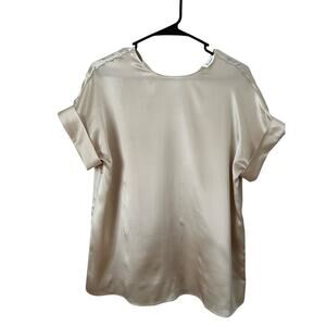 LilySilk 100% Silk Beige Blouse Elegant Classic
